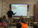 Troy J. Simpson (W9KVR),8th grade science teacher at Glenn Raymond School, Watseka, IL, demonstrating digital modes using a Smart-Interactive whiteboard during the October 2013 School Club Round-U